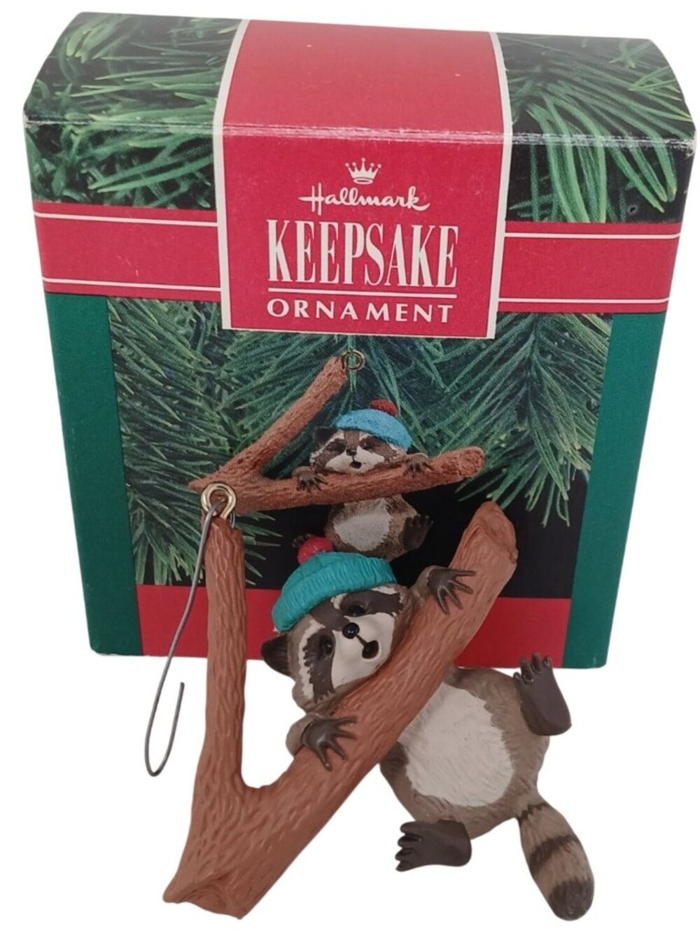 Hallmark Keepsake Ornament Hang In There Raccoon 1990 W/ Box #GS-3